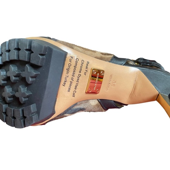 NWOT Michael Kors  Black Pony Hair Camo Pattern Heels Peep Toe Size 7US - Picture 7 of 11